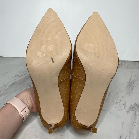 Steve Madden Luiza Brown Crocodile Embossed Pointy Toe Pump 9M - Picture 13 of 14